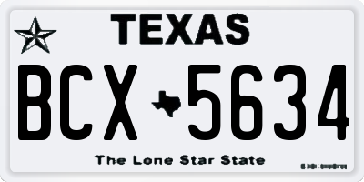 TX license plate BCX5634