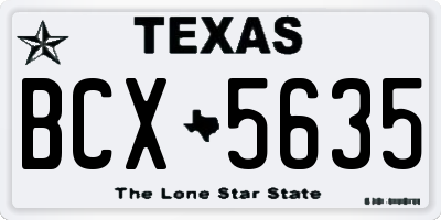TX license plate BCX5635