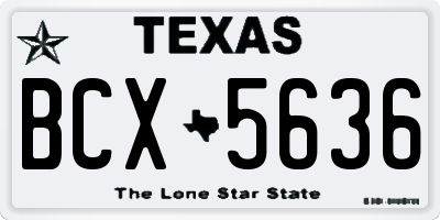 TX license plate BCX5636