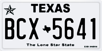 TX license plate BCX5641