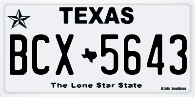 TX license plate BCX5643