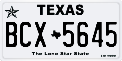 TX license plate BCX5645