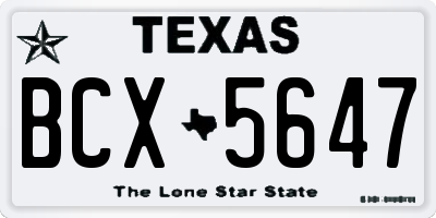 TX license plate BCX5647