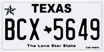 TX license plate BCX5649