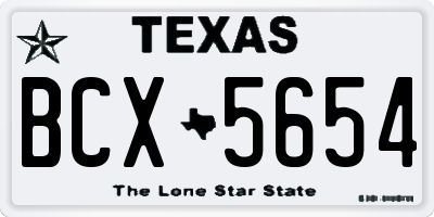 TX license plate BCX5654