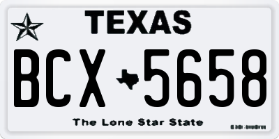 TX license plate BCX5658