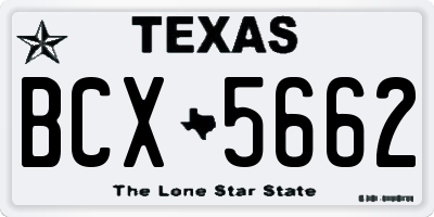 TX license plate BCX5662