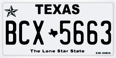 TX license plate BCX5663