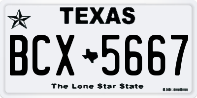 TX license plate BCX5667