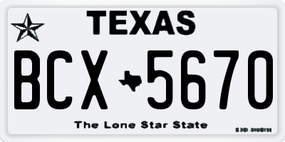 TX license plate BCX5670