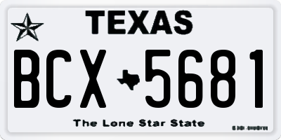 TX license plate BCX5681
