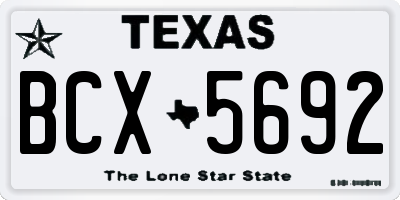 TX license plate BCX5692
