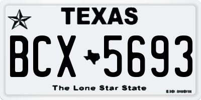 TX license plate BCX5693
