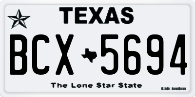 TX license plate BCX5694