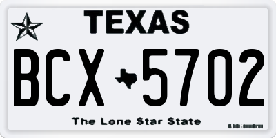 TX license plate BCX5702