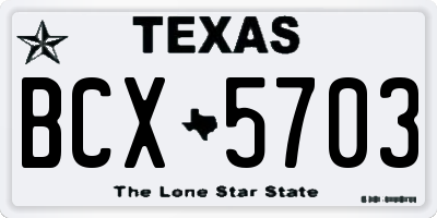 TX license plate BCX5703