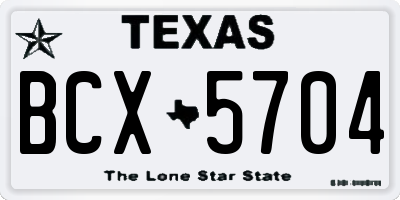 TX license plate BCX5704