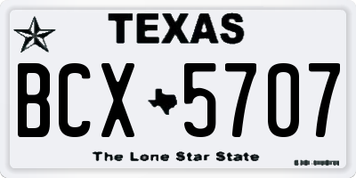 TX license plate BCX5707