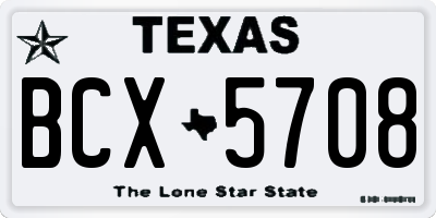 TX license plate BCX5708