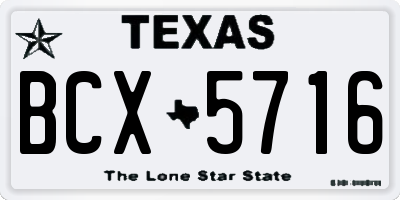 TX license plate BCX5716