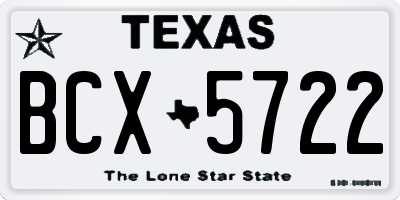 TX license plate BCX5722