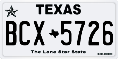 TX license plate BCX5726