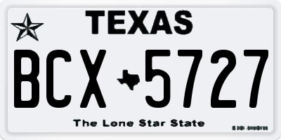 TX license plate BCX5727