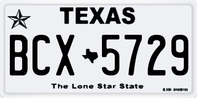 TX license plate BCX5729