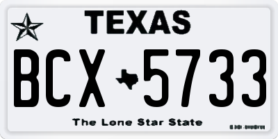 TX license plate BCX5733