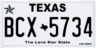 TX license plate BCX5734