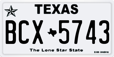 TX license plate BCX5743