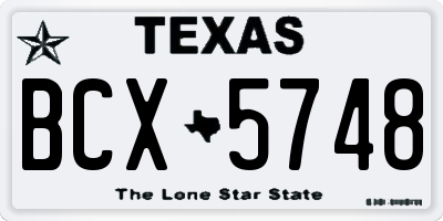 TX license plate BCX5748
