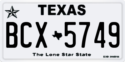 TX license plate BCX5749