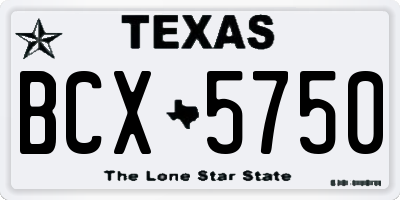 TX license plate BCX5750