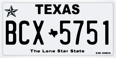 TX license plate BCX5751