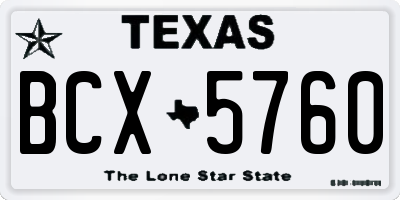 TX license plate BCX5760