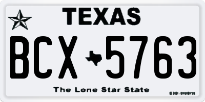 TX license plate BCX5763
