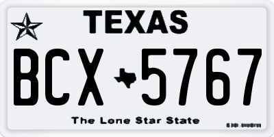 TX license plate BCX5767