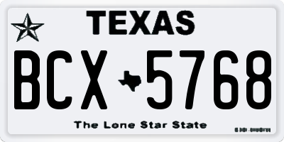 TX license plate BCX5768