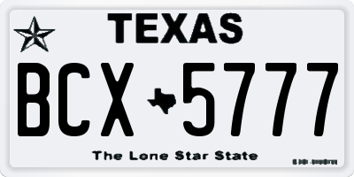 TX license plate BCX5777