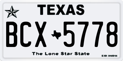 TX license plate BCX5778