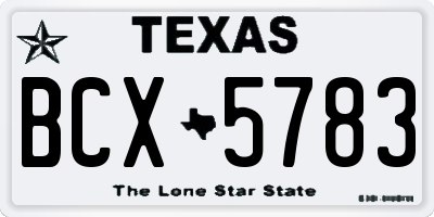 TX license plate BCX5783