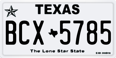 TX license plate BCX5785