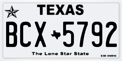 TX license plate BCX5792