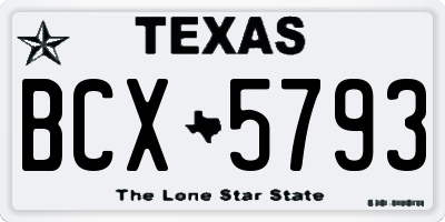 TX license plate BCX5793