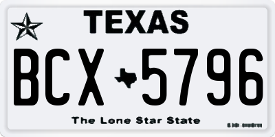 TX license plate BCX5796
