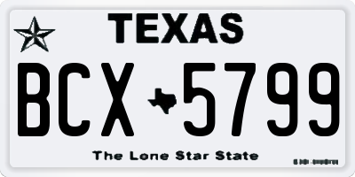 TX license plate BCX5799
