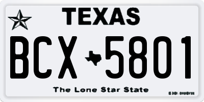 TX license plate BCX5801