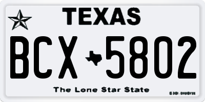 TX license plate BCX5802