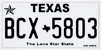 TX license plate BCX5803